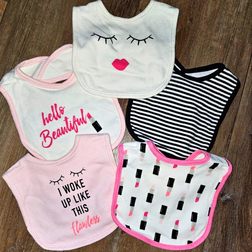 Baby Girl Bib Set | Beauty Theme | Set of 5